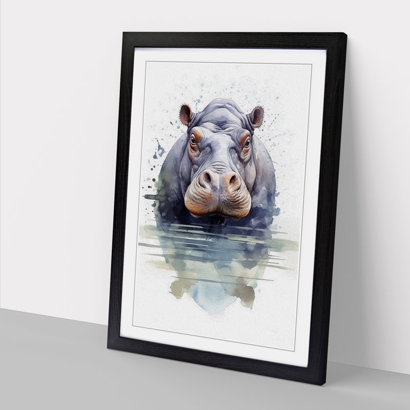 Hippo Geometric Art - Framed Print