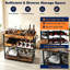 3 Tier Rolling Bar Cart with Removable Tray Wine Rack and Glass Holder Brown Serving Trolley with Lockable Wheels for Kitchen Dining Room and Home 80 x 40 x 83 cm