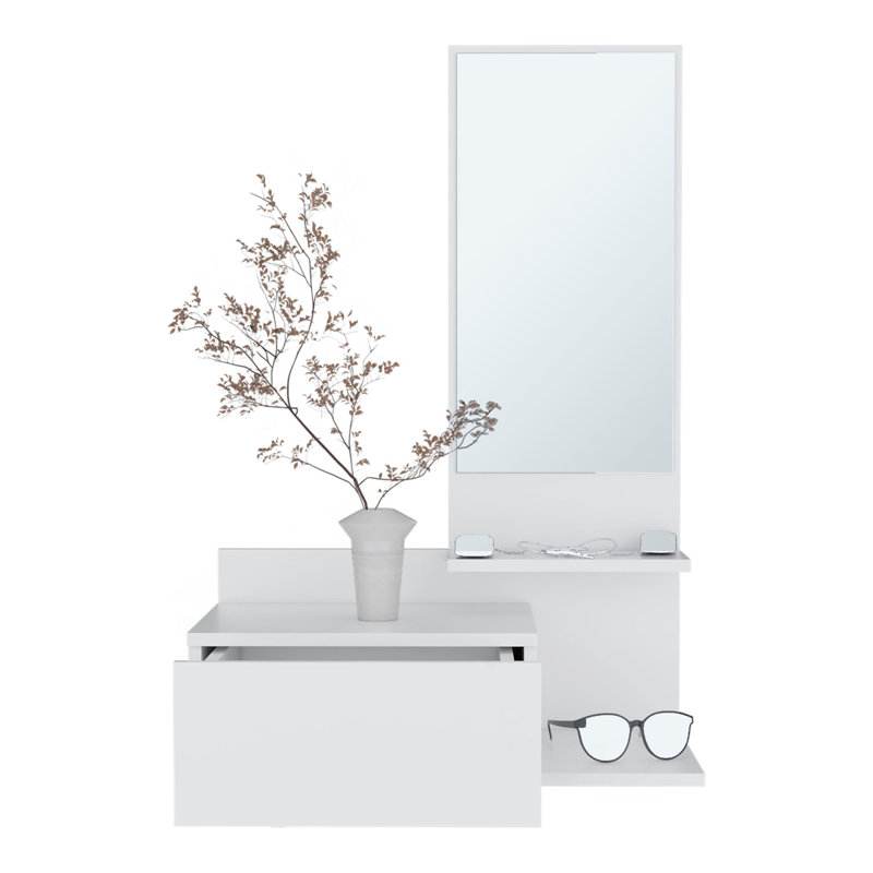 Console à miroir 3 tiroirs Vienna, Blanc