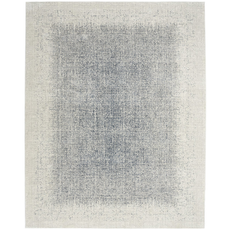 DKNY Grand Street Ivory Blue Modern Indoor Rug, Rectangle 6' x 9'