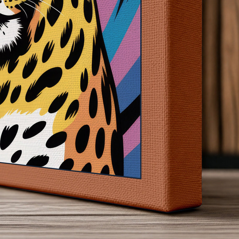 Bold Leopard Pop Art - Wrapped Canvas, 24x16 - 61.0 x 40.6 cm, Terracotta Border