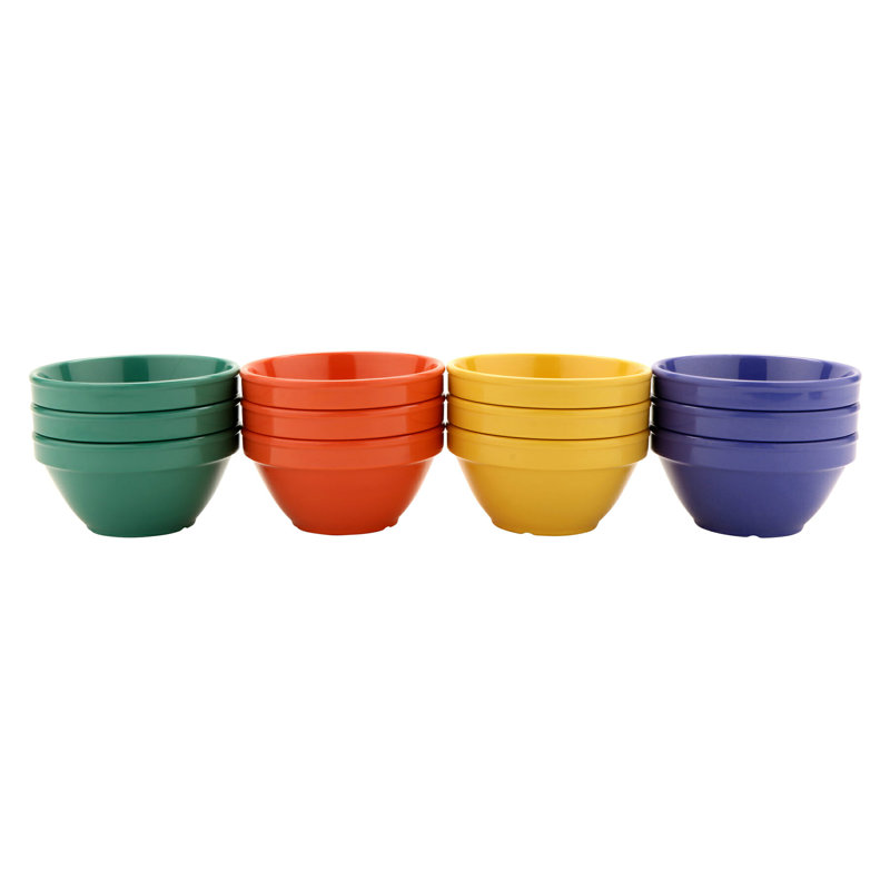 GET Bouillon en mélamine, 8 onces (ensemble de 12), Vert/Orange/Mauve