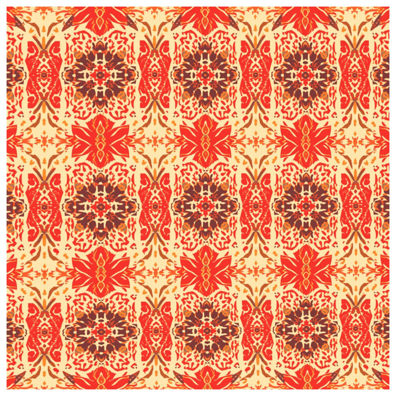 Couvertures à motif damassé rouge et beige, L 50 po x H 60 po