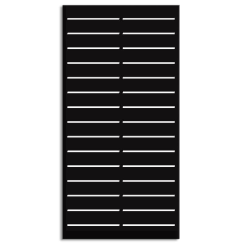 Linea 3 ft. x 6 ft. Decorative Privacy Panel in Black Powder-Coated Steel with Screws