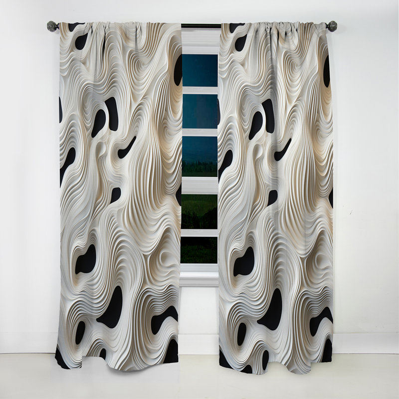 Hennings - Rideau occultant abstrait Op Art - 1 panneau, L 52 po x L 108 po