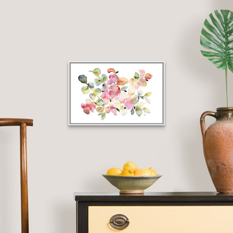 Reproduction d’art sur toile, "nuances de rose" par Andrea bijou, H 14 po x l 20 po x P 1,75 po, Cadre blanc