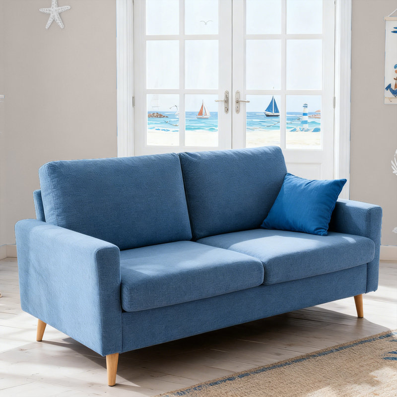 Canapé 68 po Mid-Century Modern, Bleu