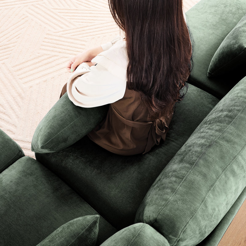 Quatre places avec soutien lombaire élégant, mobile, en bois, assise ergonomique, configuration personnalisable pour différents espaces en chenille, coussins, base en bois massif, dossier, configuration