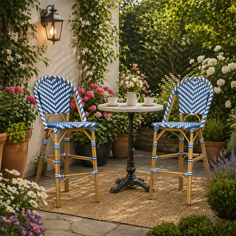 Tabouret de bar 29,5 po, Navy Blue/White