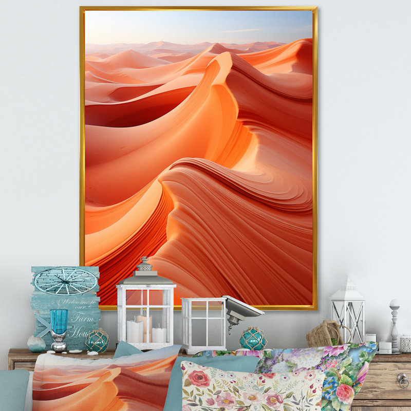 Danse du désert de Hyleigh I - reproduction sur toile, H 32 po x l 24 po x P 1 po, Cadre flottant doré