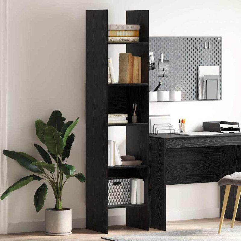 Book Cabinet Chipboard Standing Shelf Rack, (5 Shelves) 180cm H x 40cm W x 35cm D, Black