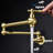 Pot Filler Faucet Wall Mount - Gold Brass, Arm For Simple And Hassle- Filling, Double Handles To Regulate Water Flow Smoothly, Corrosion Surface Protection Measure, Silent Non-Turbulent Aerator-1840575382