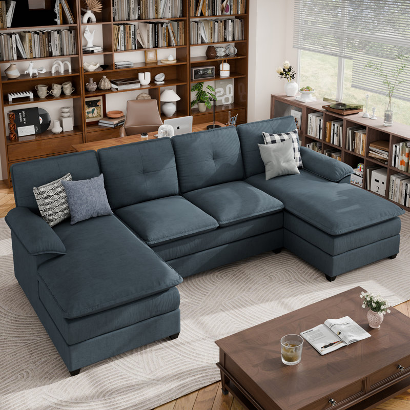  Canapé modulaire 3 pièces Rezarta, Mélange de lin gris foncé