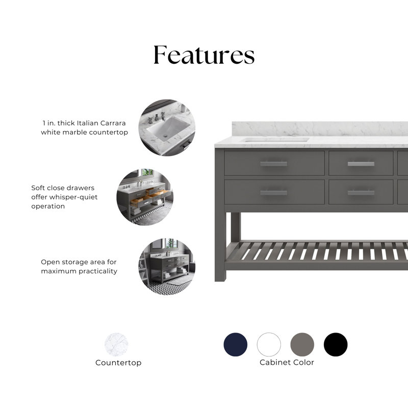 Madalyn 72'' W Double Vanity, Cashmere Gray