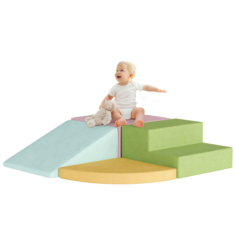 Grands blocs d'escalade pour bébé - 4 pièces pour enfants, Bleu / vert / jaune / rose