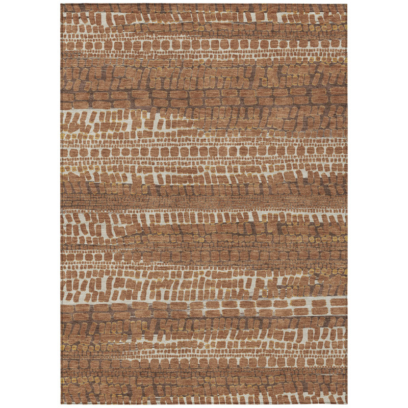 Machine Washable Indoor/Outdoor Chantille ACN2540 Abstract Rug, Paprika, Rectangle 9' x 12'