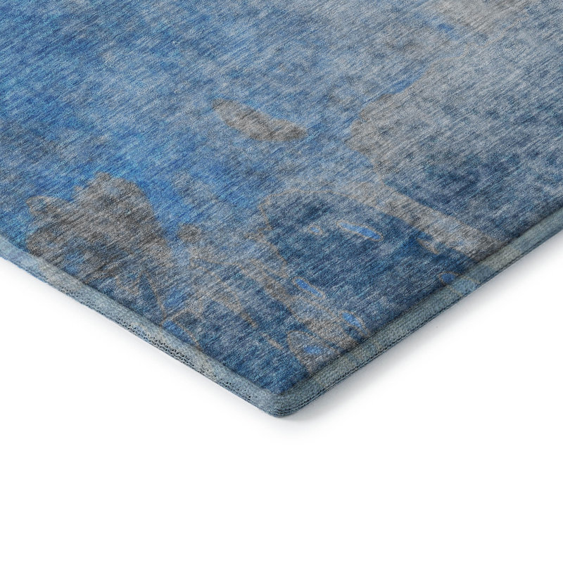 Premium Machine Washable Cerrito AMF562 Blue Rug, Rectangle 8' x 10'