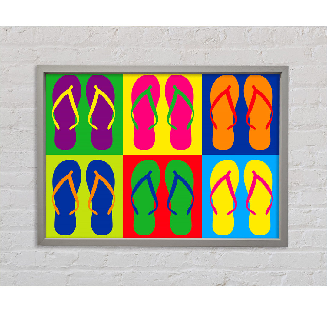 Pop Art Flip Flops - Einzelne Bilderrahmen Kunstdrucke auf Leinwand