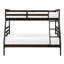 Lit simple superposé au-dessus d'un lit double, brun foncé classique, structure en bois, garde-corps sur le dessus, lit superposé, sans sommier, composition de 300 lb par lit, sommier tapissier, convient à la chambre à coucher-667391989-667391991