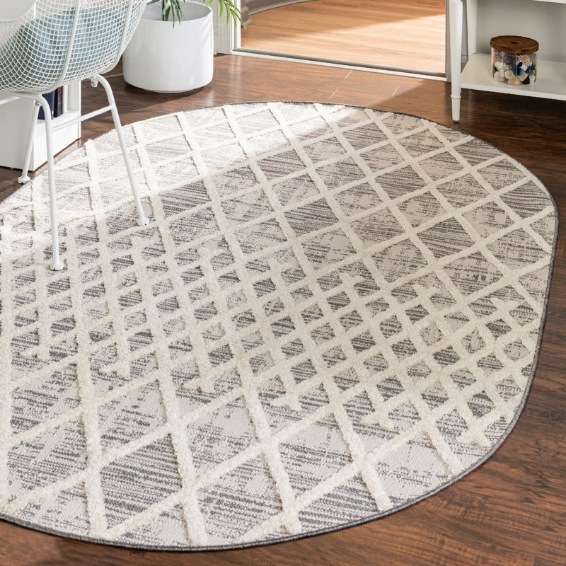 Groton gris / Gray Damion, Oval 7'10" x 10'