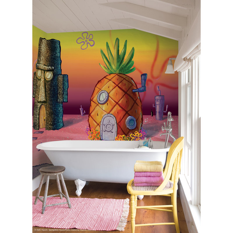 Murale pelez et collez rose SpongeBob SquarePants