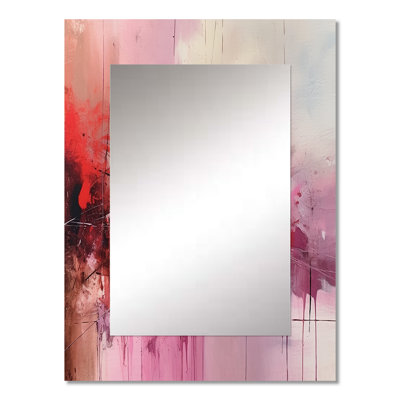 Modernist Expressions I - Midcentury Modern Large Wall Mirror, Pink Unique Mirror, Printed Metal Art