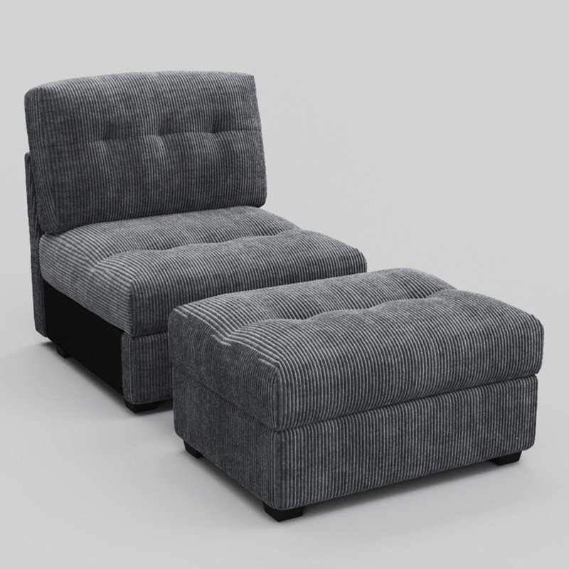 Fauteuil et repose-pieds Bekey Sieber, Gris