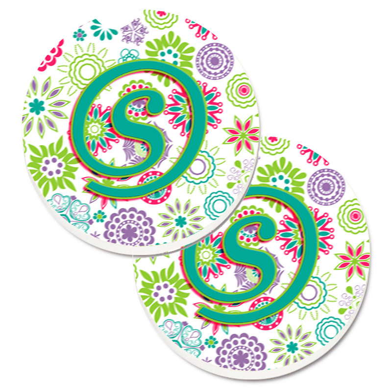 Sous-verre voiture de voiture fleurs initial, S
