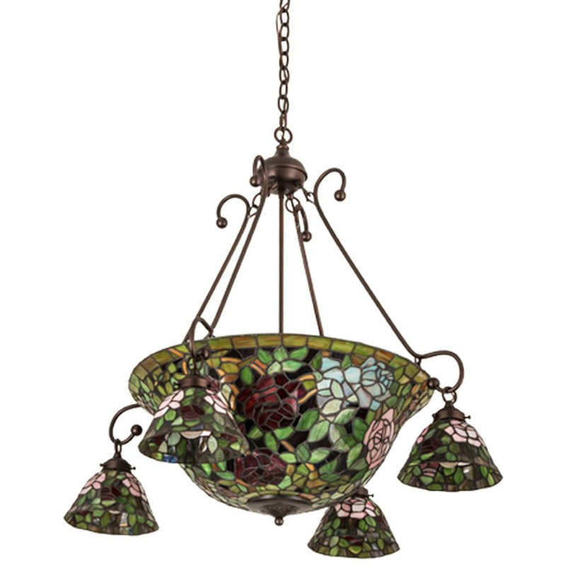 Tiffany Rosebush 10 - Light Chandelier
