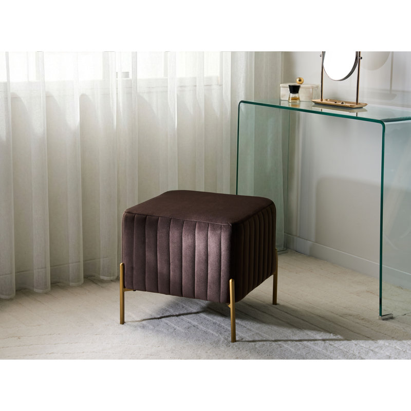 Footstool Benzant Velvet, Dark Brown