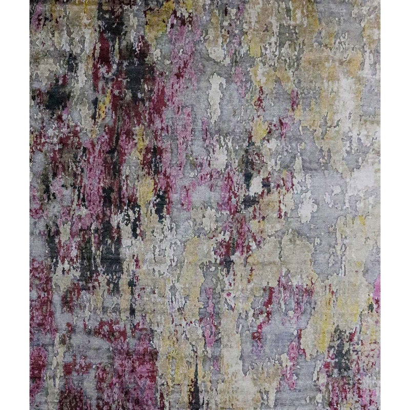 Hand Knotted Abstract Area Rug, Rectangle 8' x 10'