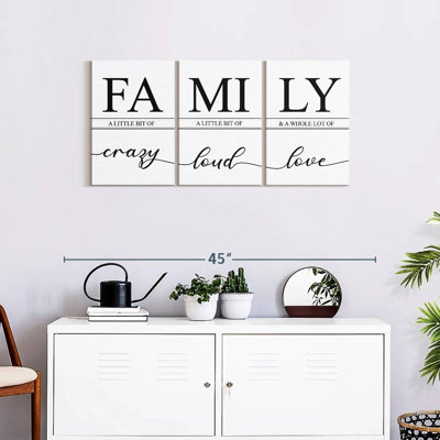 " Crazy Loud Love Family Sign " 3 - Pieces