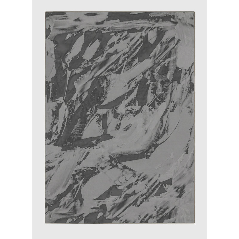 Tapis argenté en polyester tissé à la machine, Rectangle 4 pi x 6 pi