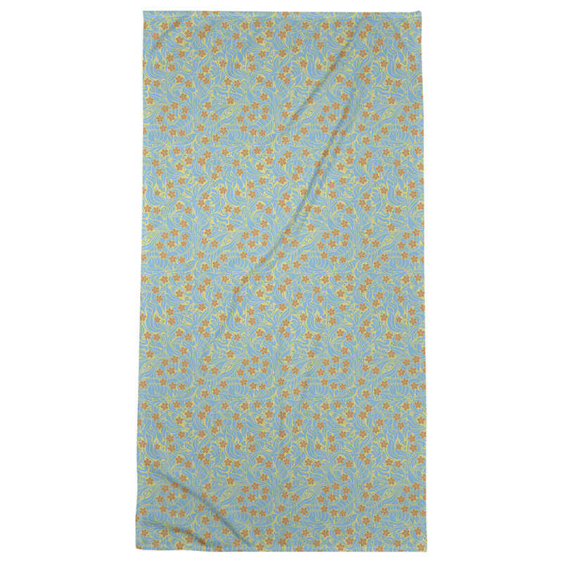 Serviette de bain florale swirly, Jaune, bleu et orange