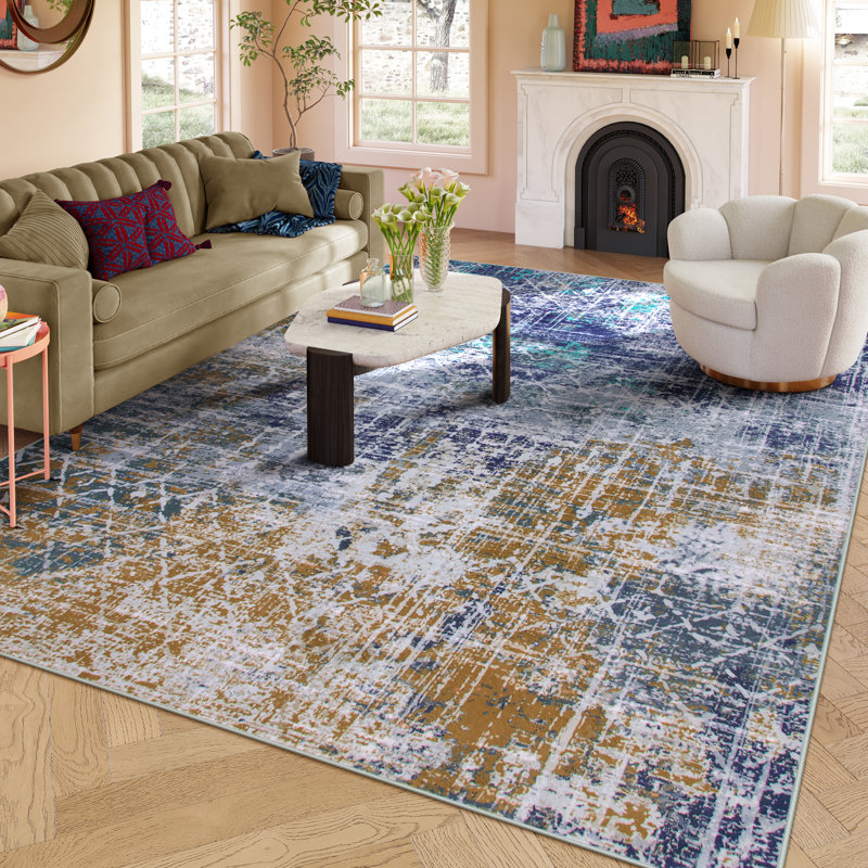 Abstract Tribal Washable Area Rug – Modern Non-Slip Carpet for Living Room, Bedroom & Entryway – Soft & Stain-Resistant Floor Mat