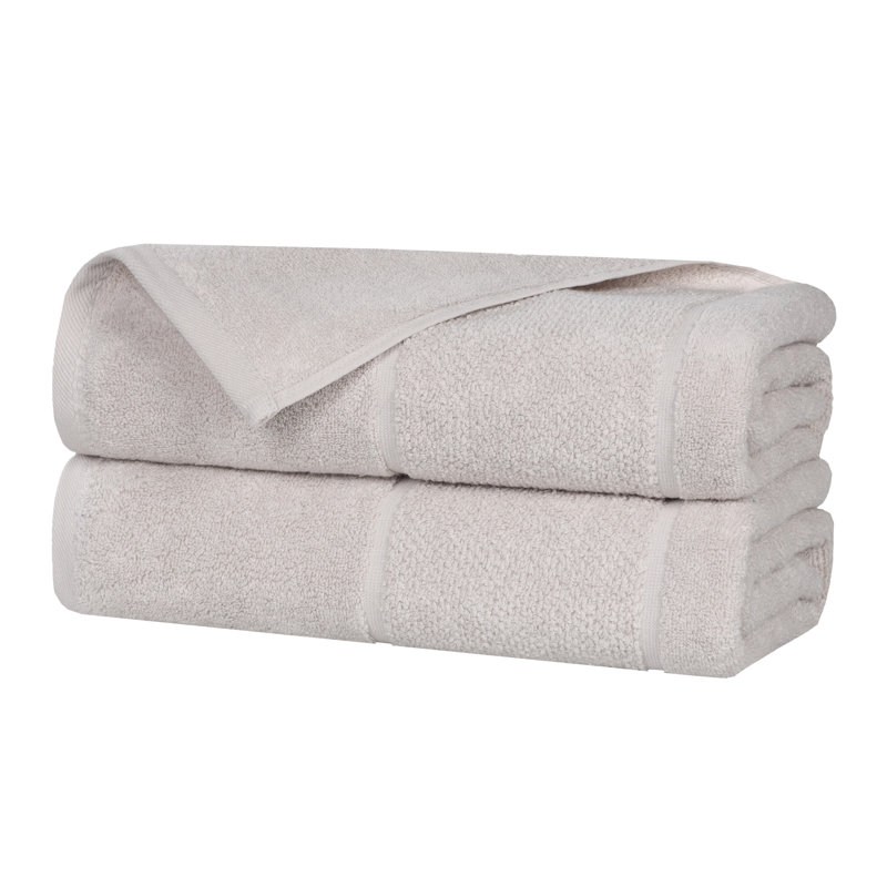 Milo Smart Twist Viscose Cotton Blend Medium Weight Quick Dry Solid Ribbed Bath Sheet Set, Silver, Bath Sheets - 2 Pack