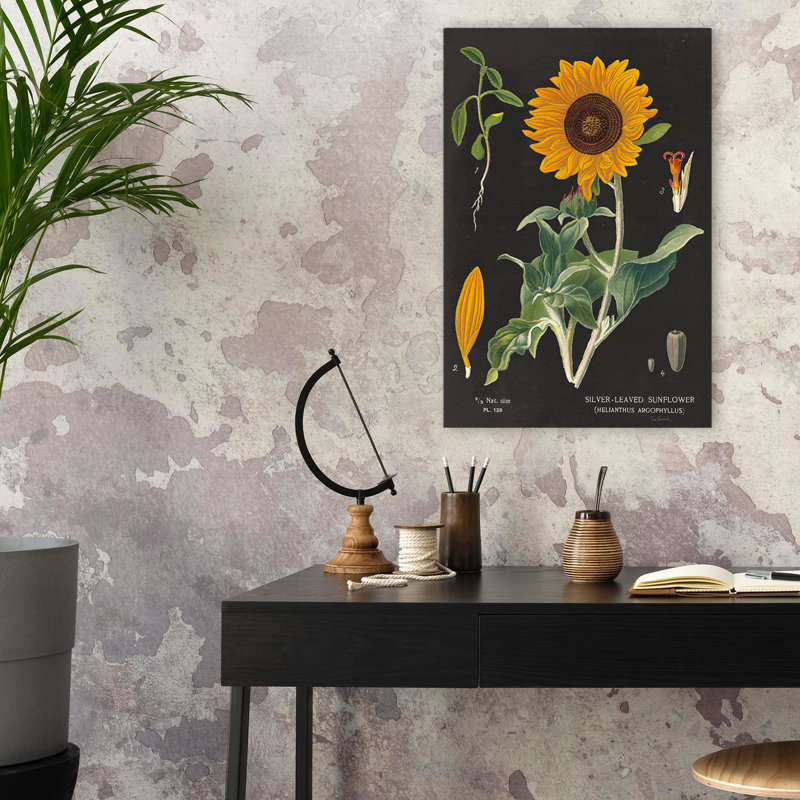 Tableau de tournesol rétro et bohémien V2, H 24 po x l 16 po