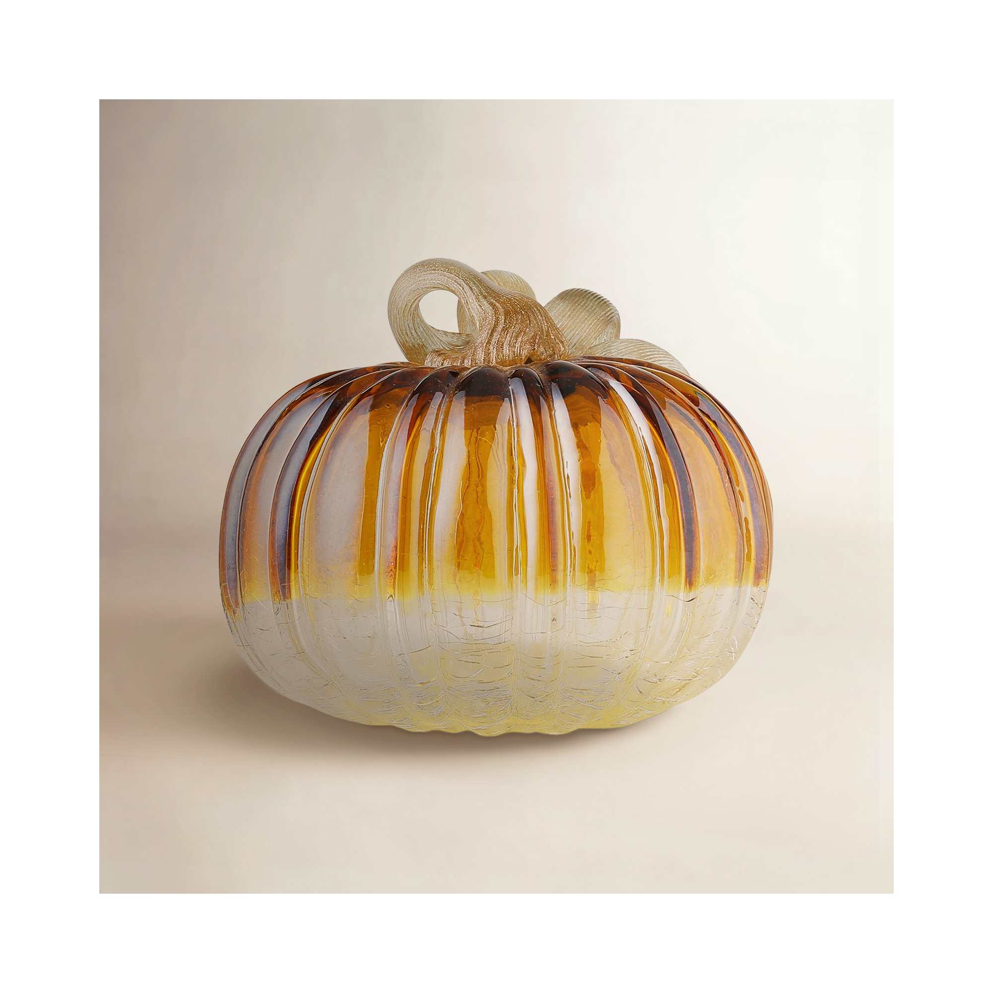 Crackle Glass Pumpkin, Orange