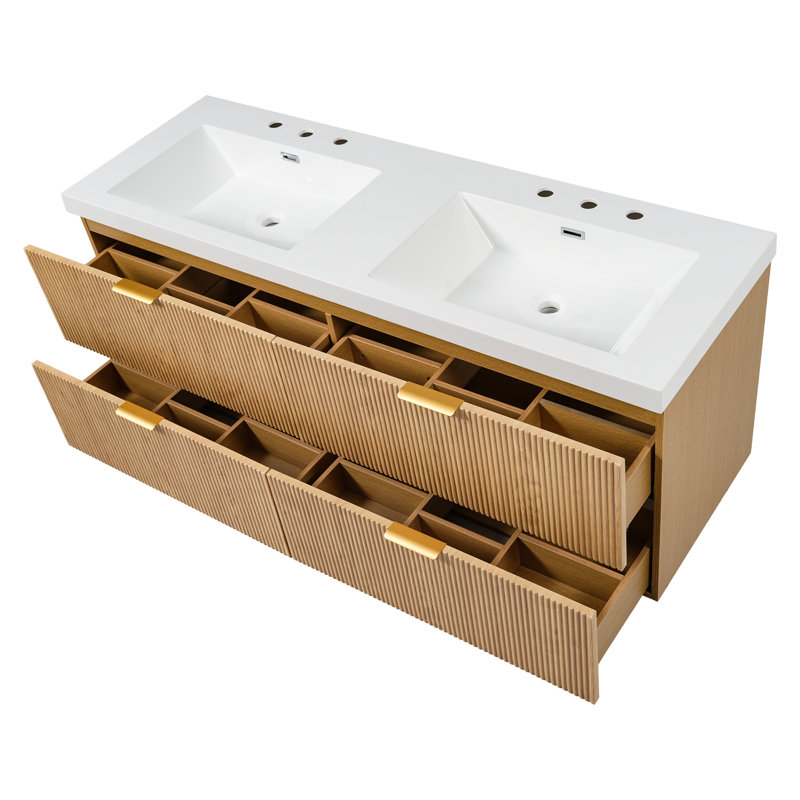 Armoire de meuble-lavabo double avec lavabo double 59,3 po en MDF