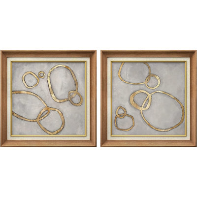 Geometric Gold Ring - 2 Piece Single Picture Frame Painting Set on Canvas