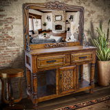 Western Entry Cabinet With Carving & Mirror