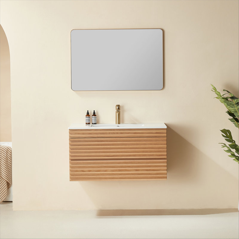 Meuble-lavabo mural simple 36 po avec lavabo en céramique