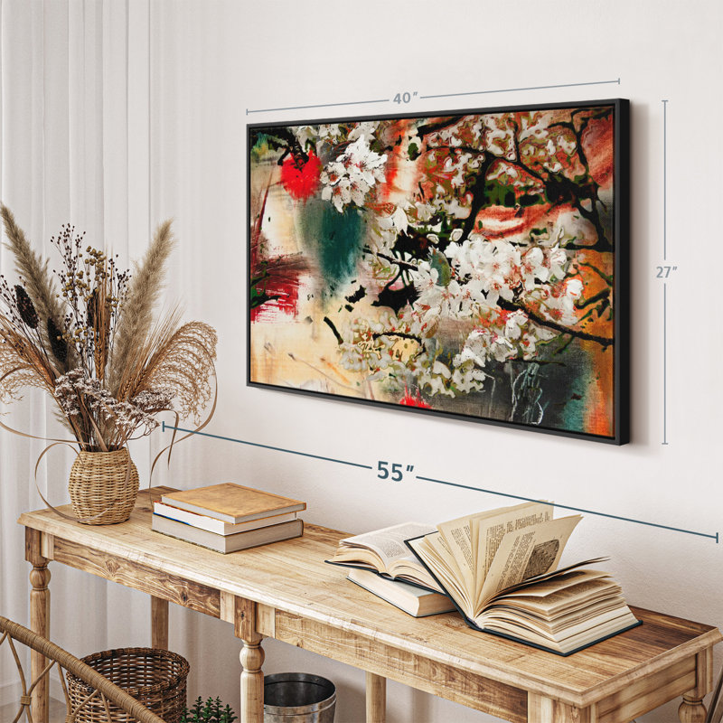 "Impression sur toile fleur japonaise", H 27 po x l 40 po