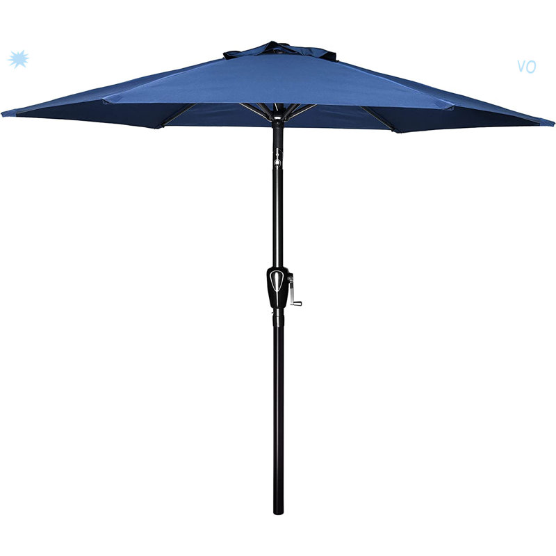 Parasol de table pour l'extérieur avec bouton-poussoir, H 90,09 po x l 90,09 po x P 89,83 po, Bleu