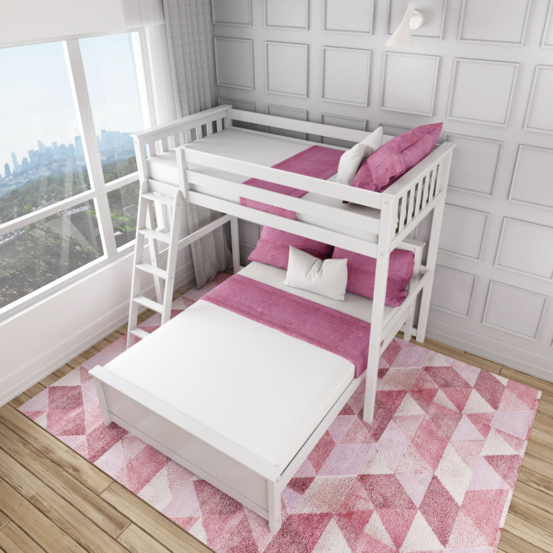L-Shaped Twin Over Full Bunk Bed, White