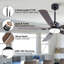 Ventilateur de plafond 52 po avec lumière et télécommande - Ventilateur moderne à profil bas avec moteur à courant continu réversible à 6 vitesses, DEL à 3 couleurs à intensité variable, pales à finition double (deux options de couleur)-129192768-129192771