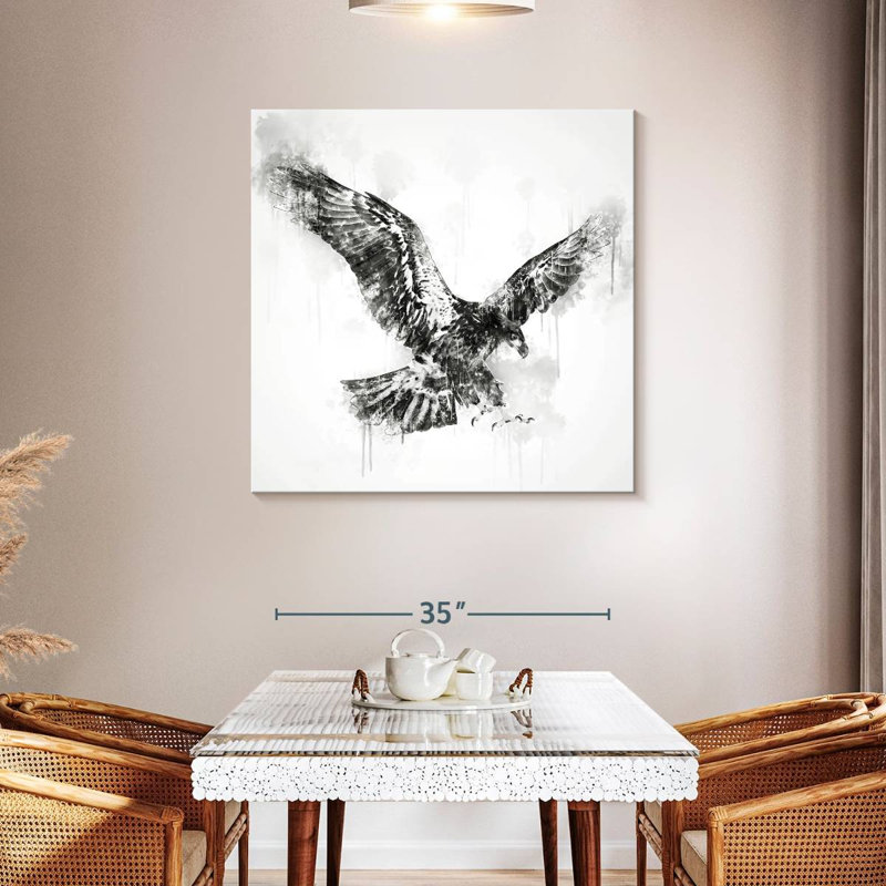 Brampt Eagle Flying Black And White, 39" H x 39" W