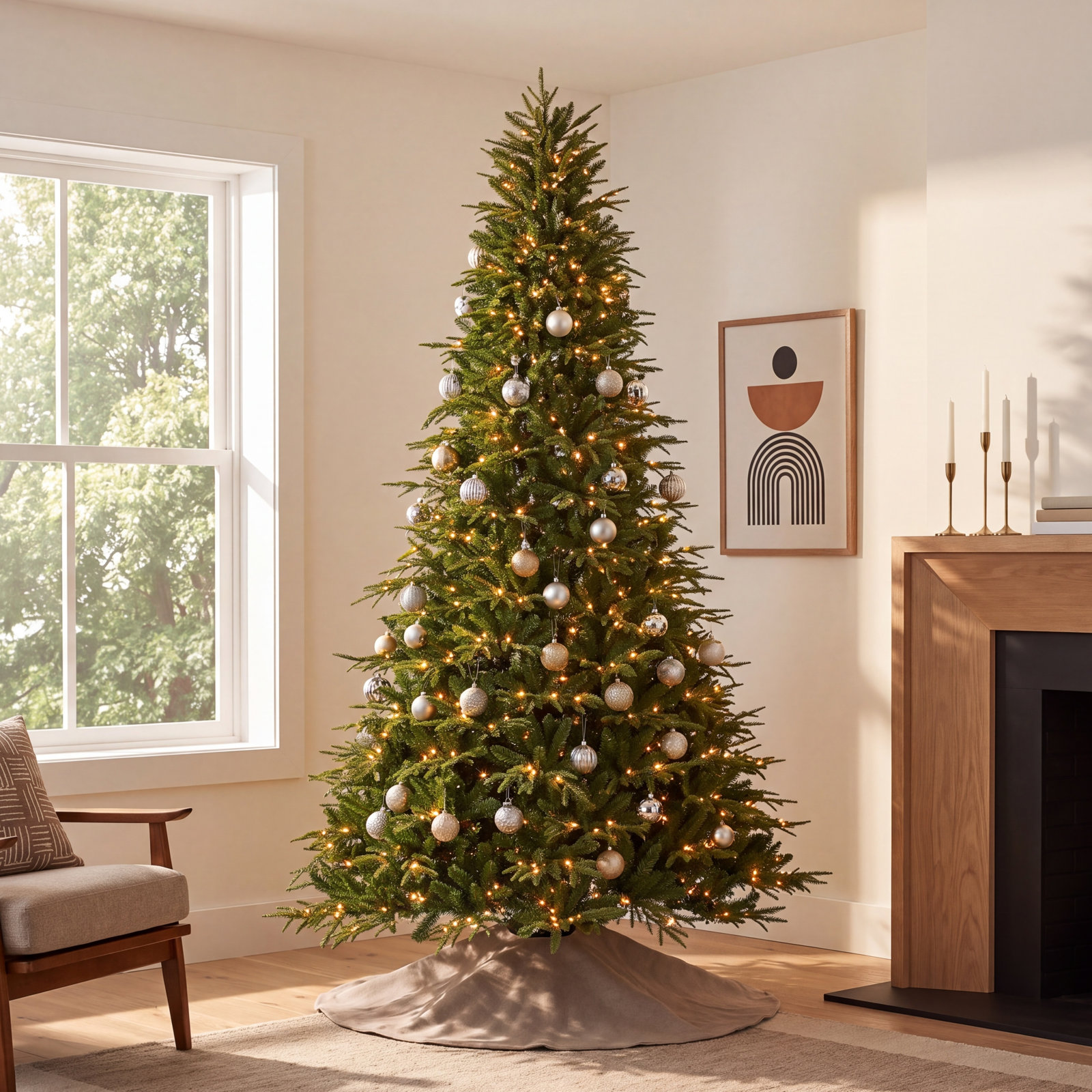 Pre-Lit Fir Christmas Tree, 9'