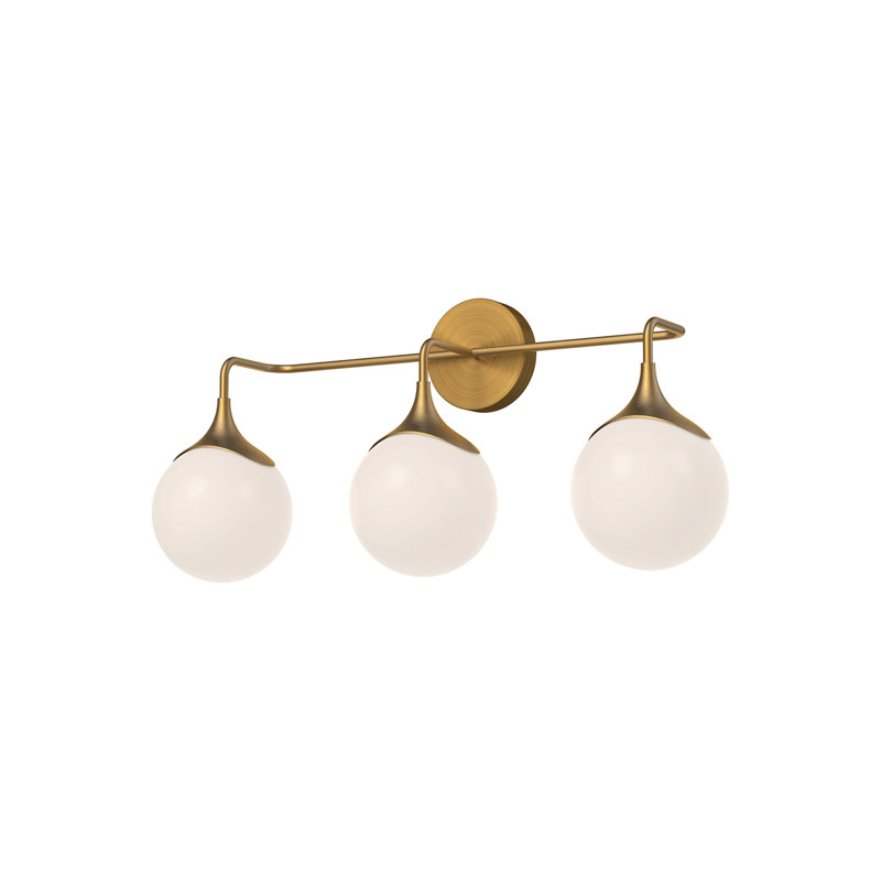 Kegan Aged Brass Dimmable Vanity Light with Opal White Shade