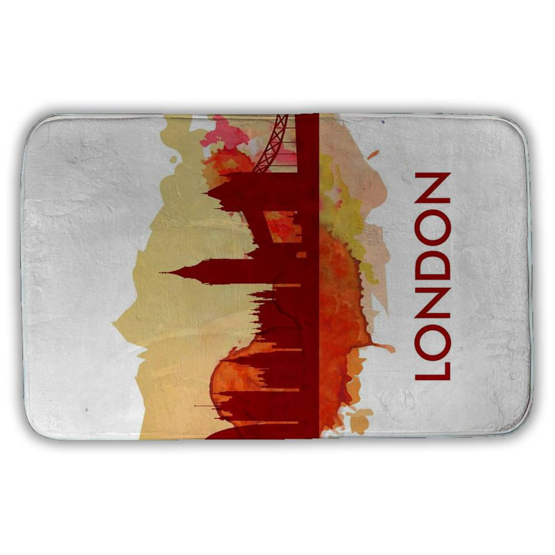 Paint splash silhouette of london Bath Mat with Non-Slip Backing - Quick Dry Memory Foam Bathroom Rug - Absorbent - Modern Plush Spa-Style - Machine Washable